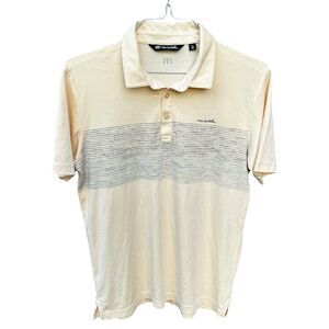 Travis Mathew Short Sleeve Salt Sand Polo Mens M Yellow Golf Outdoor Preppy Dad